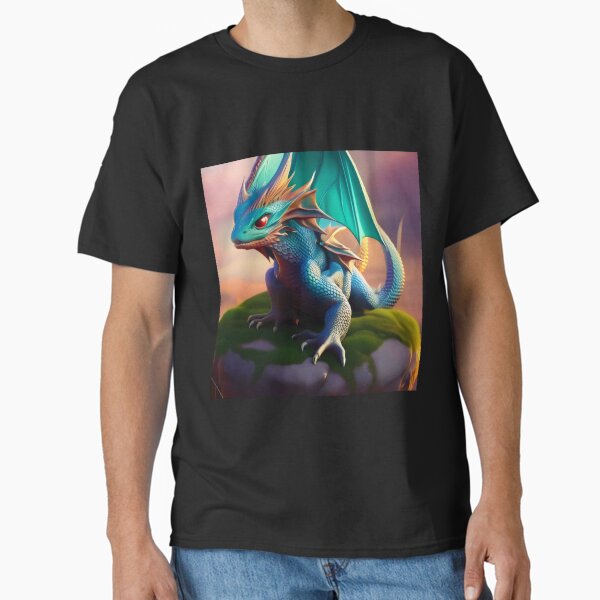 Cyan, Blue, and Gold Winged Baby Dragon Classic T-Shirt