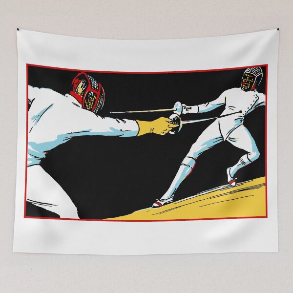 Item preview, Fencing retro vintage style drawing designed and sold by aapshop.