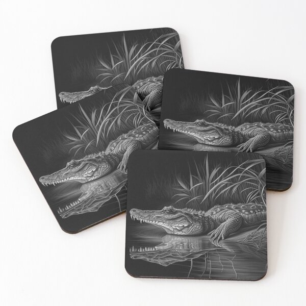 Item preview, Pencil drawn Crocodile High Quality Black and White Design designed and sold by Pencil-Art.