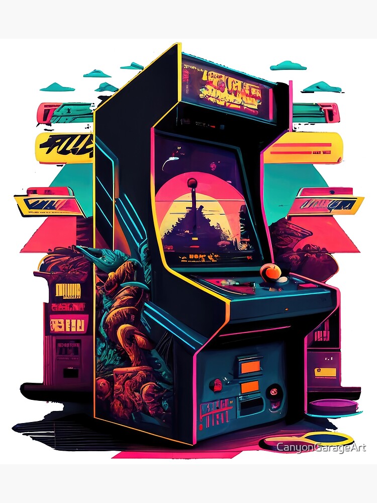 Retro gaming club poster with arcade machine Vector Image