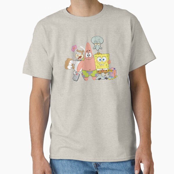 Vista previa del artículo con la obra «Foto de grupo feliz de Bob Esponja Pantalones Cuadrados», diseñado y vendido por FifthSun.