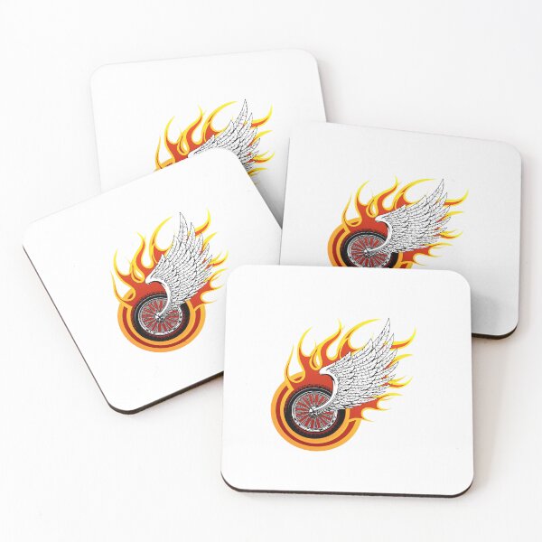 Item preview, Winged Motorcycle Wheel With Flames designed and sold by BikersIslandTM.