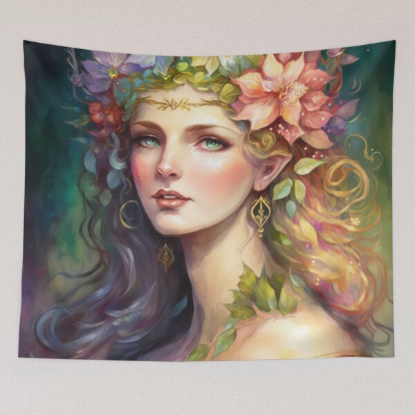 Item preview, Colorful Goddess - Surreal Witchy Fairy Woman designed and sold by MoonBohemian.