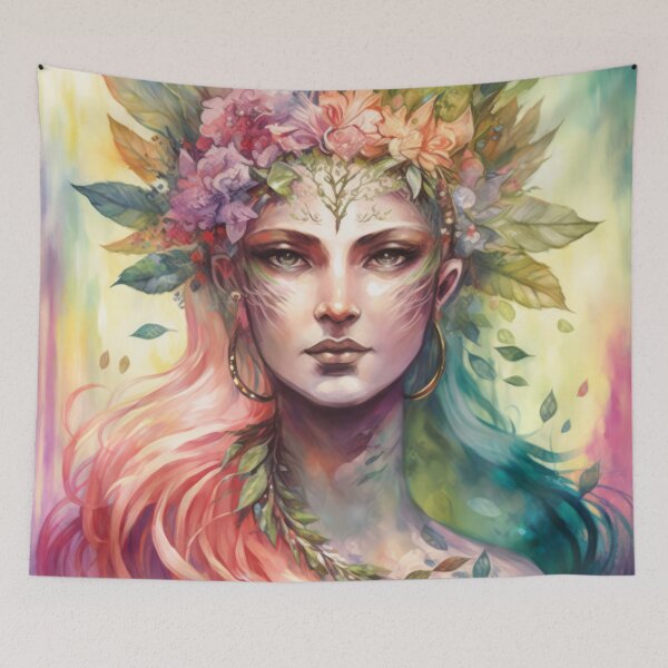 Item preview, Colorful Goddess - Surreal Witchy Fairy Woman designed and sold by MoonBohemian.