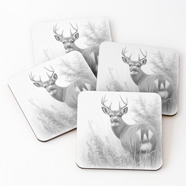 Item preview, Pencil drawn Deer High Quality Black and White Design designed and sold by Pencil-Art.