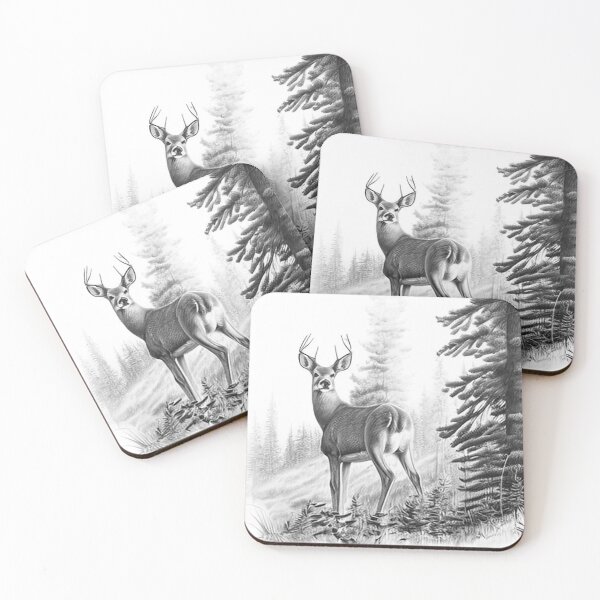 Item preview, Pencil drawn Deer High Quality Black and White Design designed and sold by Pencil-Art.