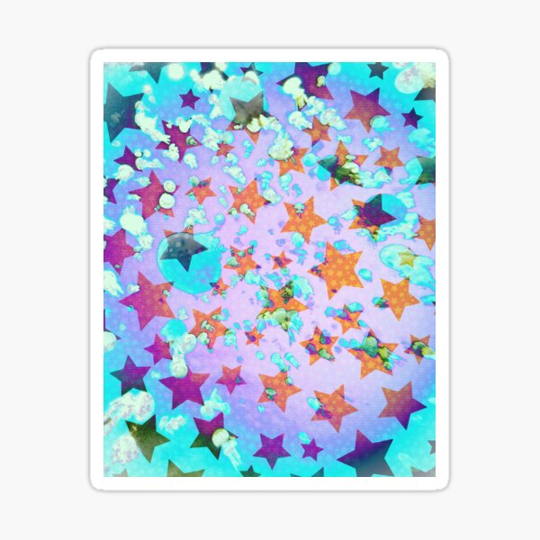 Drops in the Ocean Jellyfish Stars Pattern Sticker