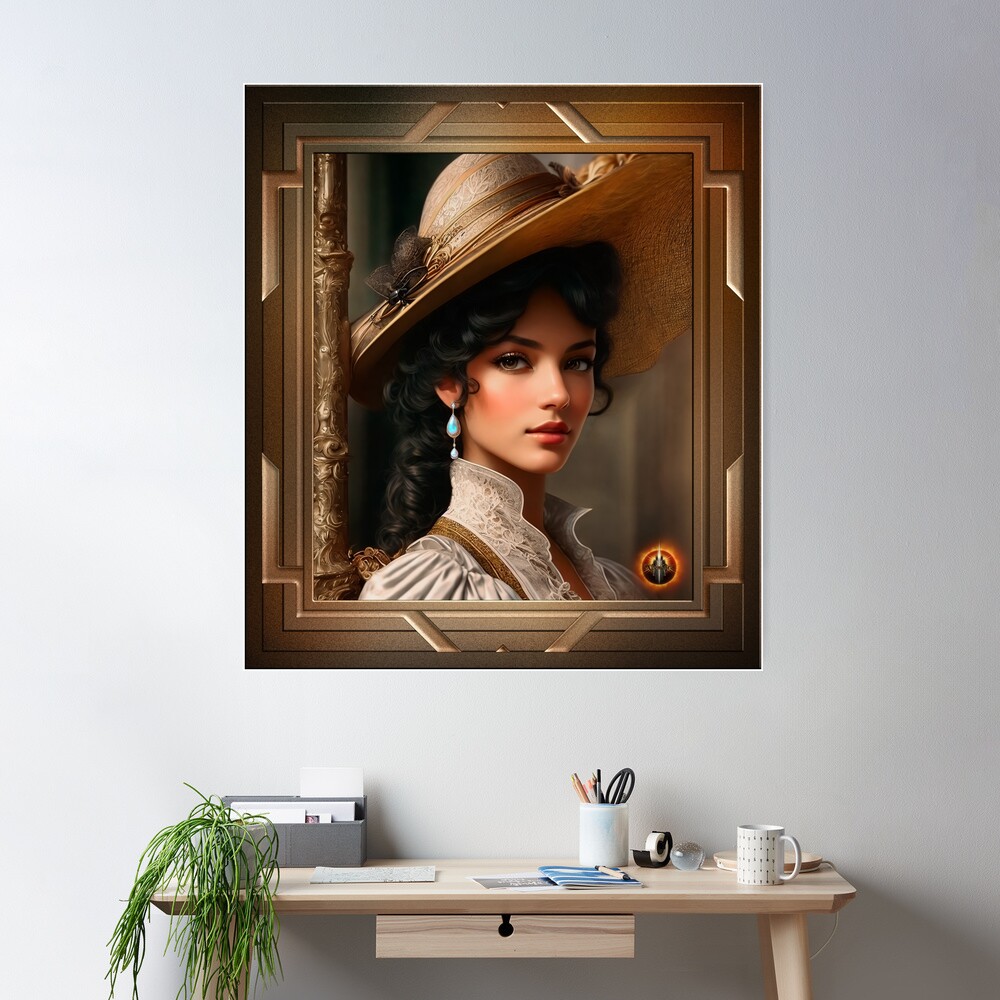 A Sprintime Steampunk Beauty Alluring AI Concept Art Portrait by Xzendor7 Wall Poster
