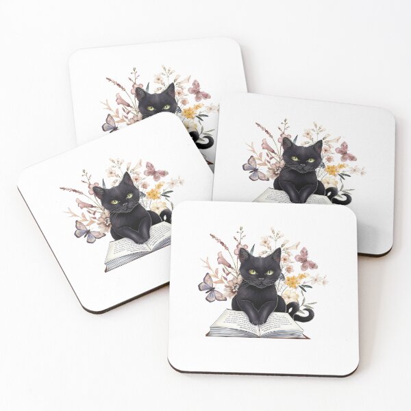 Item preview, Black Cat and Books designed and sold by HappyLifeCreate.