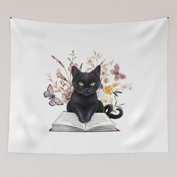 Item preview, Black Cat and Books designed and sold by HappyLifeCreate.