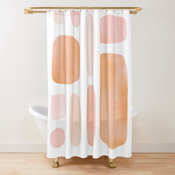 Pink Watercolor geometric shapes Shower Curtain