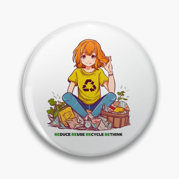Item preview, Anime-inspired Eco Warrior: A Sustainable Illustration of Reduce, Reuse, Recycle, Rethink designed and sold by PrettiGreene.