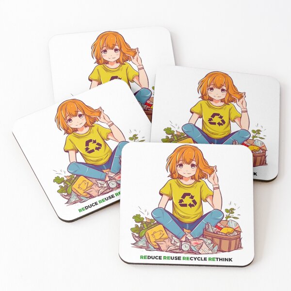Item preview, Anime-inspired Eco Warrior: A Sustainable Illustration of Reduce, Reuse, Recycle, Rethink designed and sold by PrettiGreene.