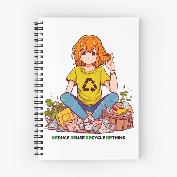Item preview, Anime-inspired Eco Warrior: A Sustainable Illustration of Reduce, Reuse, Recycle, Rethink designed and sold by PrettiGreene.