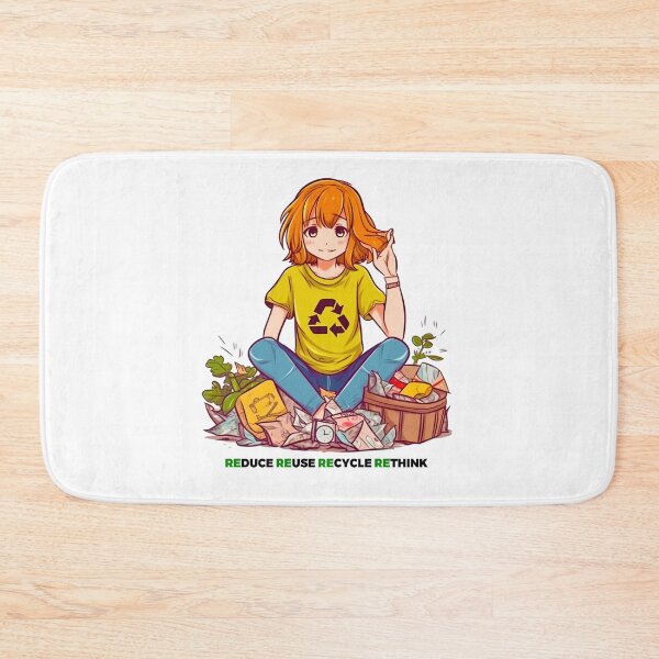 Item preview, Anime-inspired Eco Warrior: A Sustainable Illustration of Reduce, Reuse, Recycle, Rethink designed and sold by PrettiGreene.