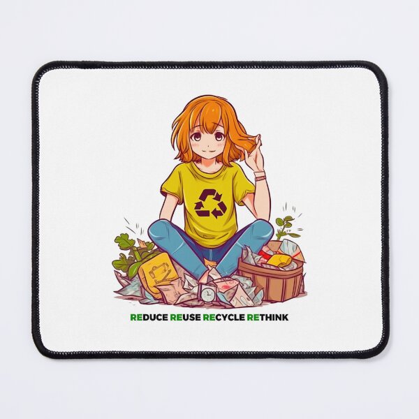 Item preview, Anime-inspired Eco Warrior: A Sustainable Illustration of Reduce, Reuse, Recycle, Rethink designed and sold by PrettiGreene.