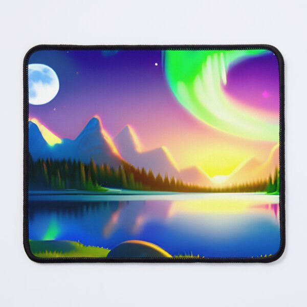 Item preview, Northern Lights in Blue and Green Over a Lake and Mountain Landscape designed and sold by FantasyEmpire.