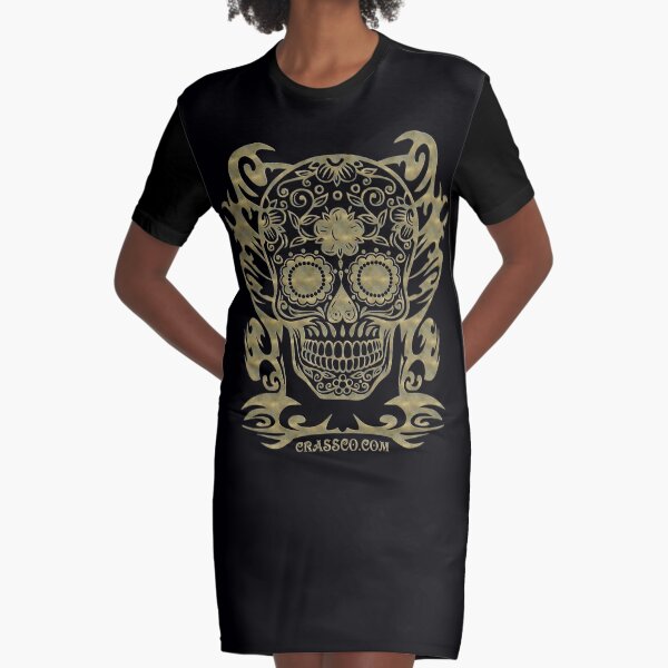 Skull Flower Totenkopf filigran Tribal T-Shirt Kleid