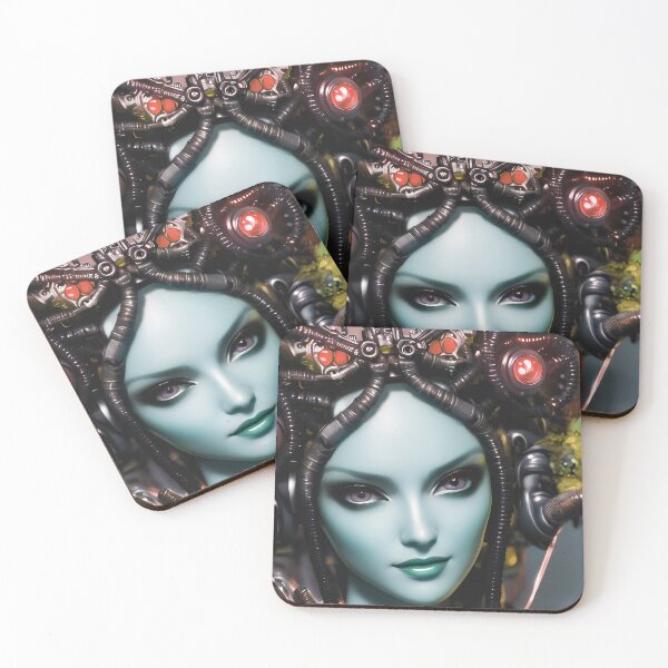 Item preview, Beautiful alien woman with bluish skin and violet eyes, biopunk style designed and sold by DibuHumor.
