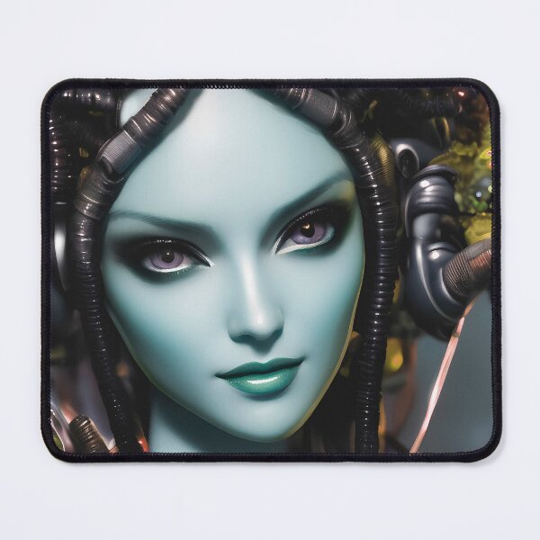 Item preview, Beautiful alien woman with bluish skin and violet eyes, biopunk style designed and sold by DibuHumor.
