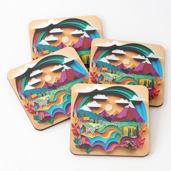 Item preview, beautiful countryside landscape, paper cut style designed and sold by artpapercuts.