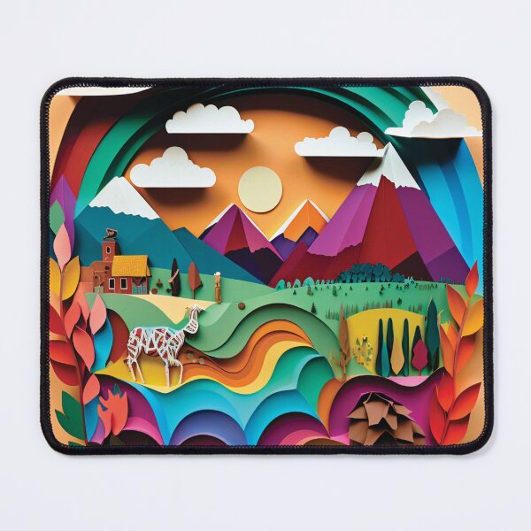 Item preview, beautiful countryside landscape, paper cut style designed and sold by artpapercuts.