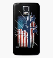 Gift For Lineman - Lineman with American Flag Shirt Case/Skin for Samsung Galaxy