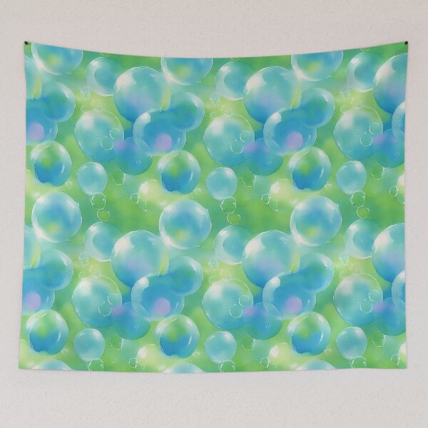 Item preview, Blue and Green Bubbles Seamless Pattern designed and sold by Girly-Universe.