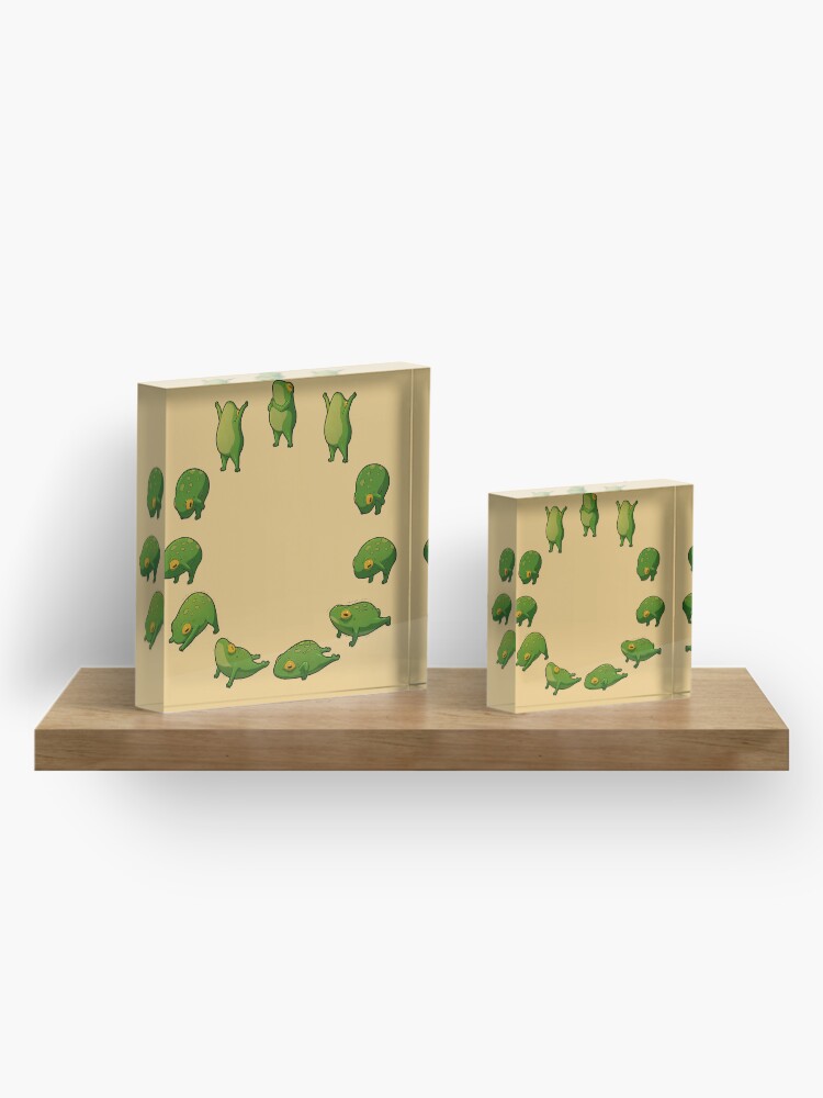 Thumbnail 4 of 5, Acrylic Block, Yoga Frog Sun Salutation (No Arrow) designed and sold by DingHuArt.