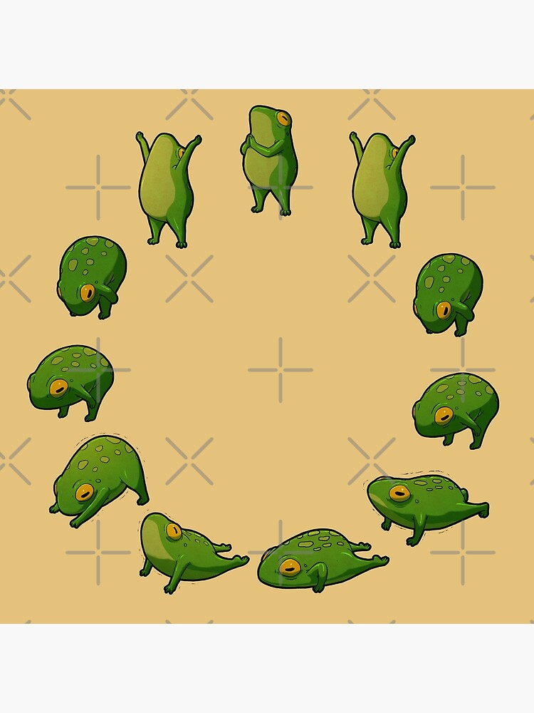 Thumbnail 2 of 2, Art Board Print, Yoga Frog Sun Salutation (No Arrow) designed and sold by DingHuArt.