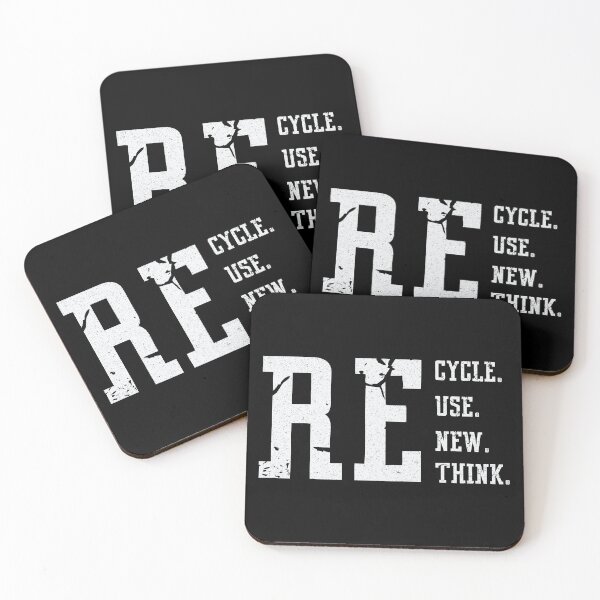 Aperçu de l'œuvre Recycle Reuse Renew Rethink - Vintage White Text créée et vendue par Whimsical  Thinker.