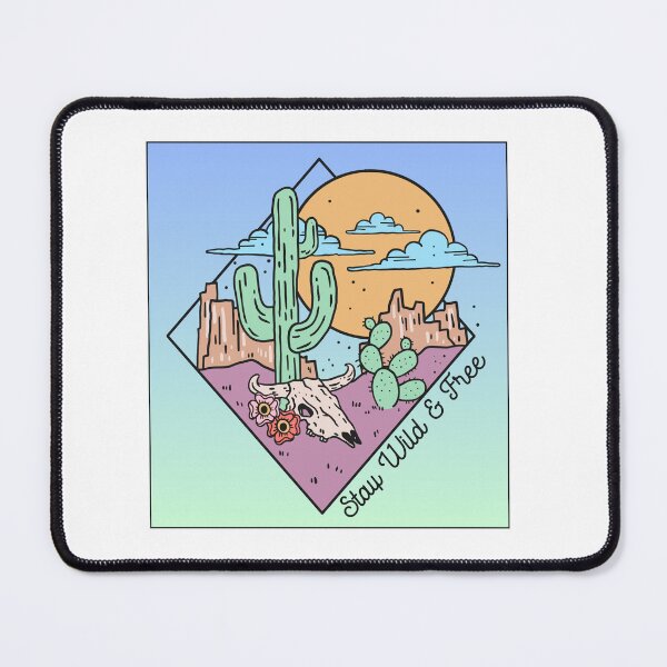 Item preview, Stay wild and free desert- wild desert skull- cactus desert- desert scene designed and sold by Janetlousart.