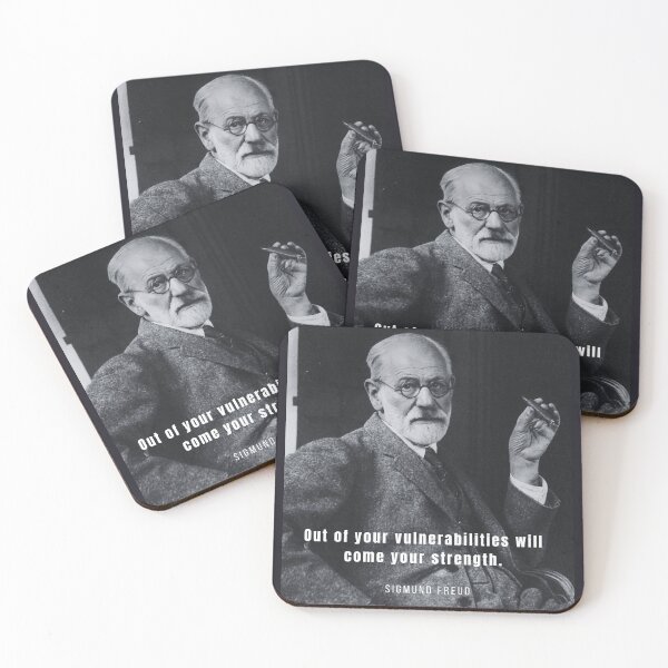 Item preview, Sigmund Freud portrait and quote: Out of your vulnerabilities will come your strength. designed and sold by artbleed.