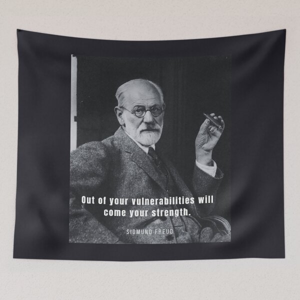 Item preview, Sigmund Freud portrait and quote: Out of your vulnerabilities will come your strength. designed and sold by artbleed.