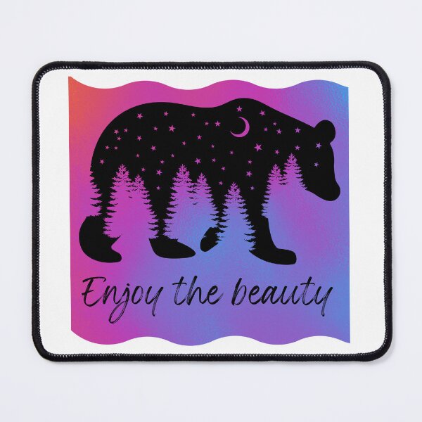 Item preview, Enjoy the beauty of nature- beauty of nature- bear in pine trees- bear silhouette- outdoor camping- bear night scene designed and sold by Janetlousart.