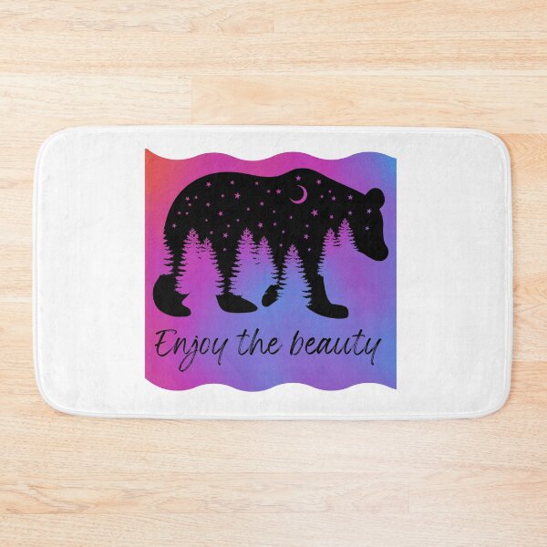 Item preview, Enjoy the beauty of nature- beauty of nature- bear in pine trees- bear silhouette- outdoor camping- bear night scene designed and sold by Janetlousart.