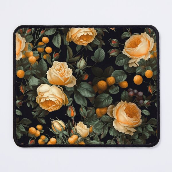 Item preview, Summer Lush Yellow Roses and Yellow Raspberries Botanical Illustration Pattern designed and sold by semisoberme.