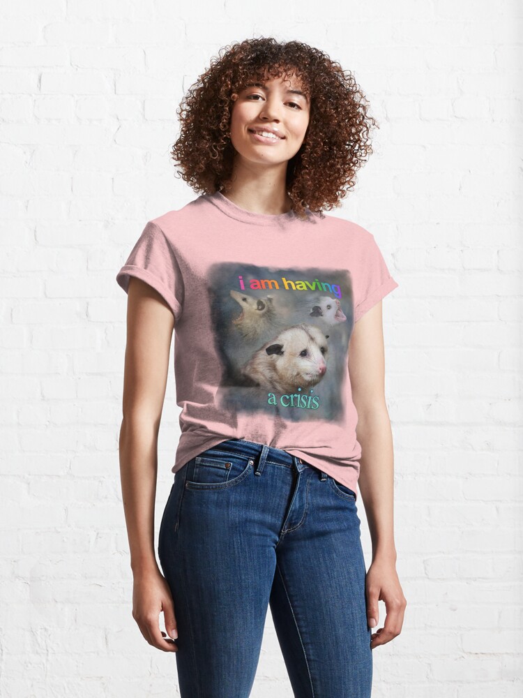 Thumbnail 4 of 7, Classic T-Shirt, I am having a crisis possum word art designed and sold by snazzyseagull.