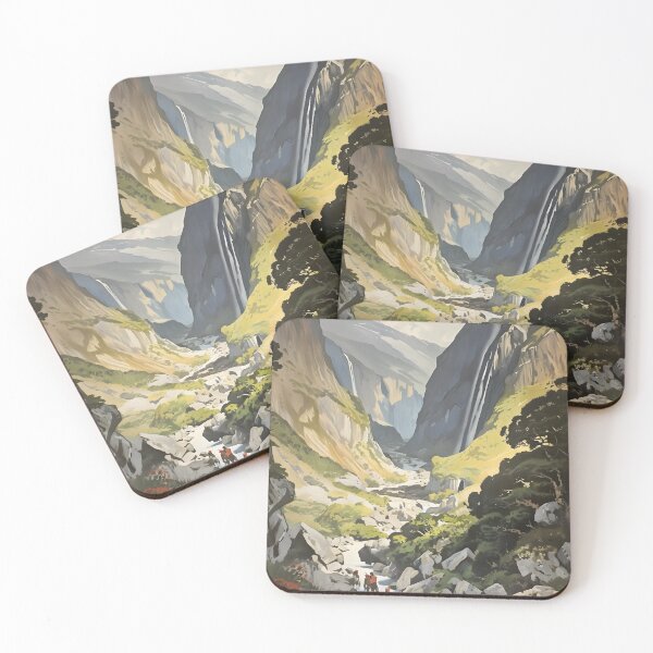 Item preview, New Zealand Adventures: A Vintage Gouache of Hiking its Rugged Terrain and Stunning Waterfalls designed and sold by Heritage Print Co.