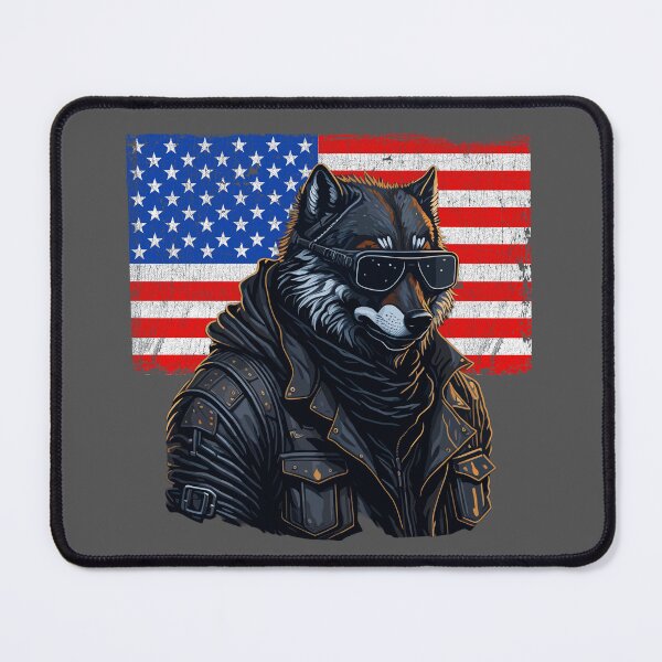 Item preview, Proud Patriotic Vintage Biker Wolf, American Flag designed and sold by Itaya Art.