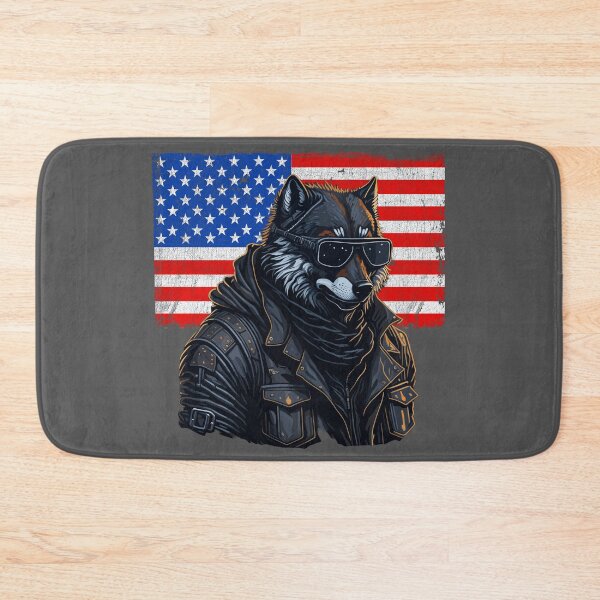 Item preview, Proud Patriotic Vintage Biker Wolf, American Flag designed and sold by Itaya Art.