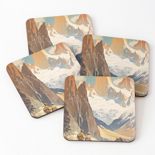 Artikelvorschau, Patagoniens majestätisches Terrain: Zwei Wanderer auf einer Reise entworfen und verkauft von Heritage Print Co.