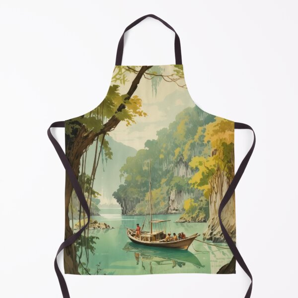 Item preview, Tropical Escape: Vintage Gouache Boat Ride in Raja Ampat's Secluded Islands designed and sold by Heritage Print Co.
