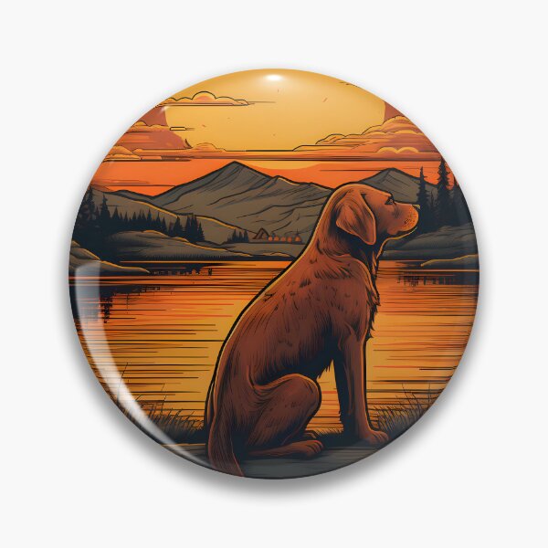 Item preview, Labrador dog by a lake at sunset designed and sold by SingularityGeek.