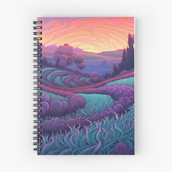 Aperçu de l'œuvre Paysage de verts et de violets tourbillonnants créée et vendue par SingularityGeek.