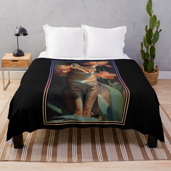 Item preview, Abyssinian Cat Vibrant Tropical Flower Tall Digital Oil Painting Portrait 4 designed and sold by arthouseflunky.