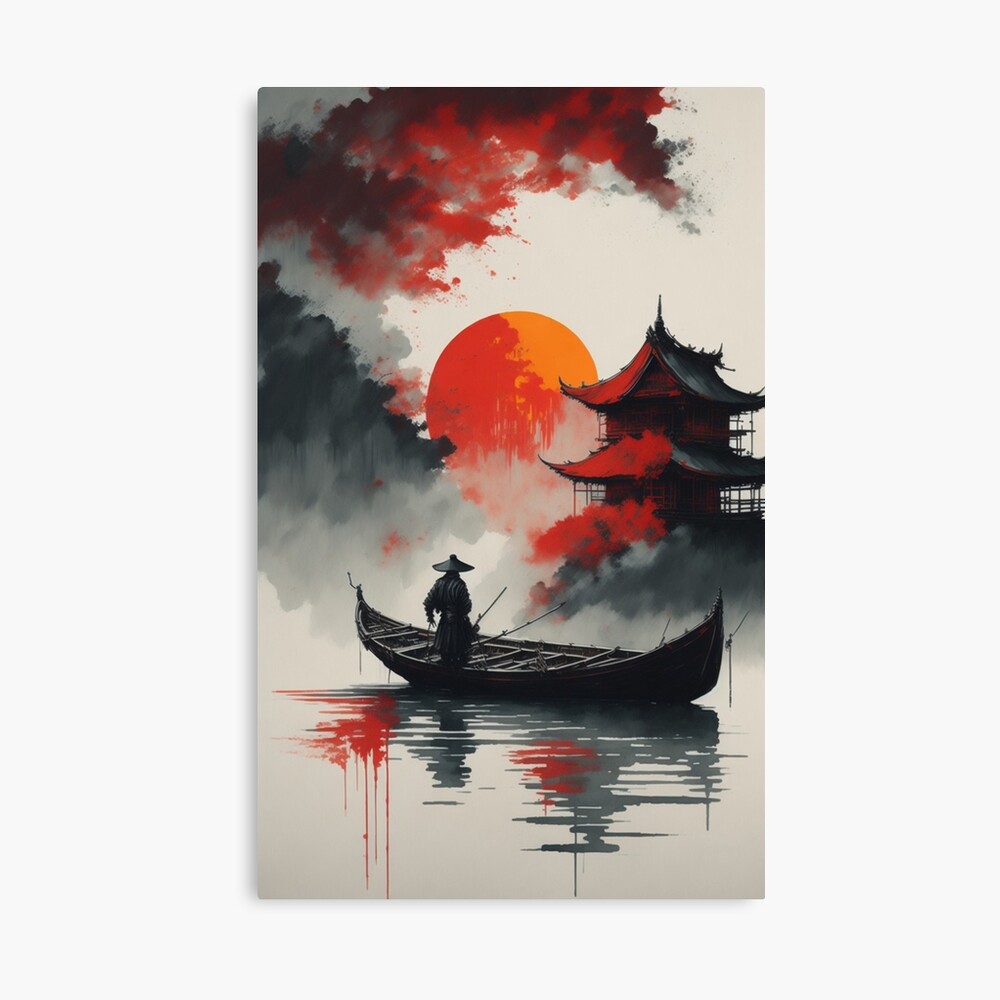Chinese ink painting: samurai on the boat Art Print by Konstantin Spenst |  Redbubble