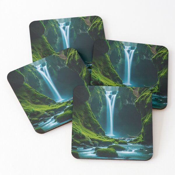 Item preview, Waterfall in a green moss jungle designed and sold by RK - Shop.