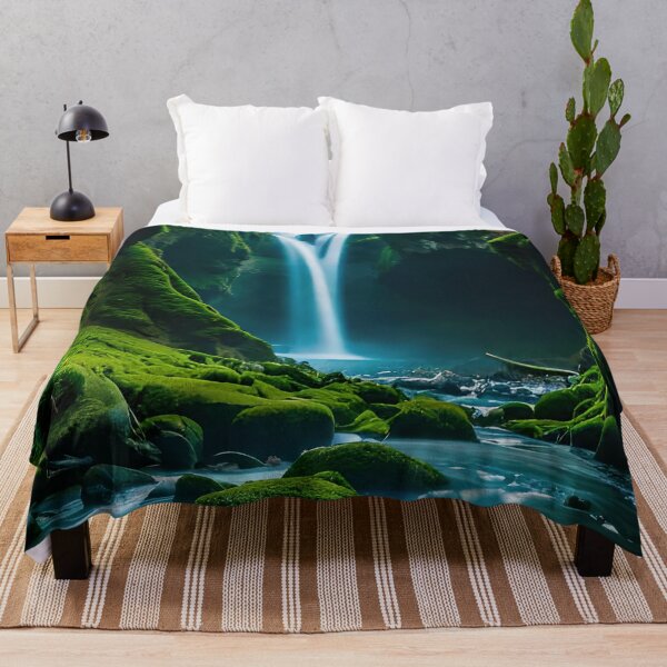 Item preview, Waterfall in a green moss jungle designed and sold by RK - Shop.