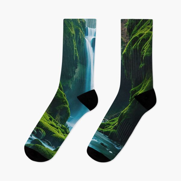 Item preview, Waterfall in a green moss jungle designed and sold by RK - Shop.